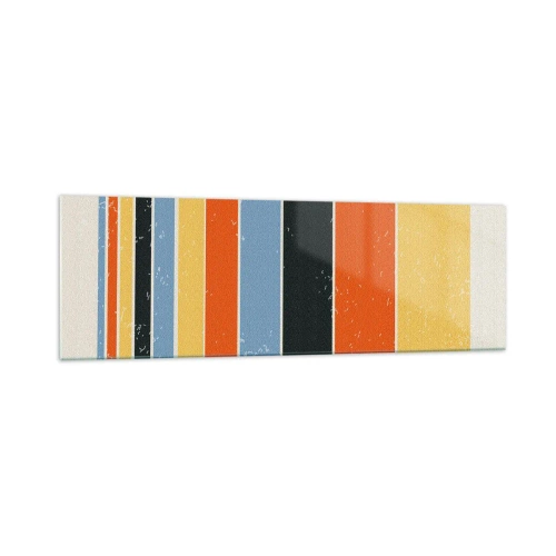 Impression sur verre - Image sur verre - Des rectangles colorés dans un arrangement moderne - 160x50cm - Notation musicale - Décoration murale moderne pour le salon et la chambre ARTTOR