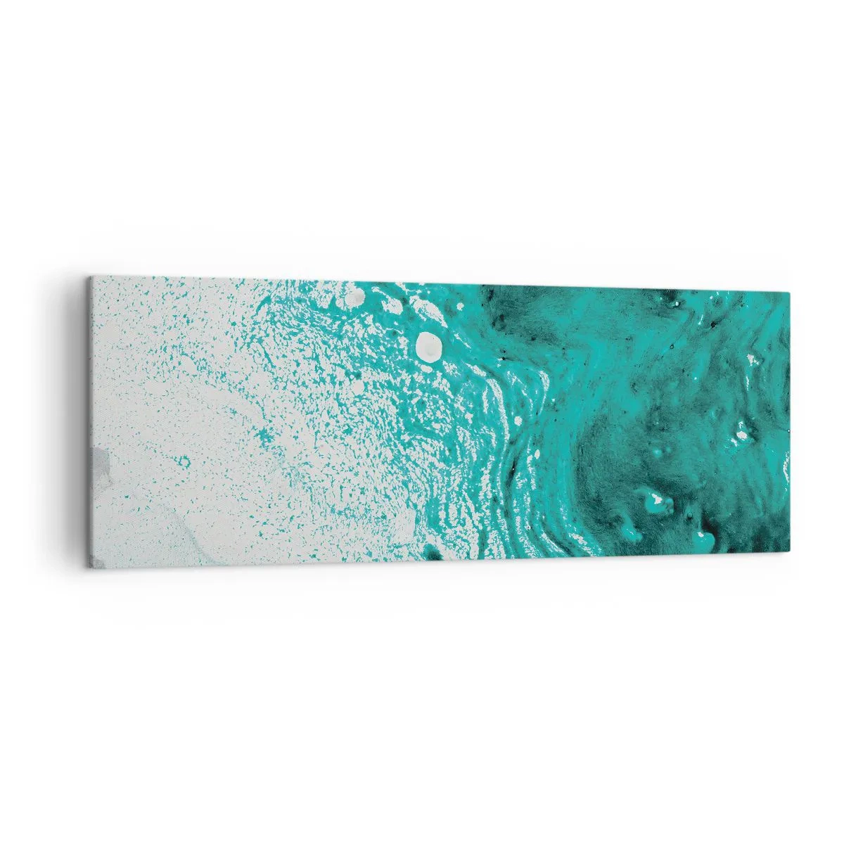Impression sur toile - Image sur toile - Composition abstraite dans des tons turquoise sur fond blanc - 140x50cm - Se fondre dans le bleu et le turquoise - Décoration murale moderne pour le salon et la chambre ARTTOR