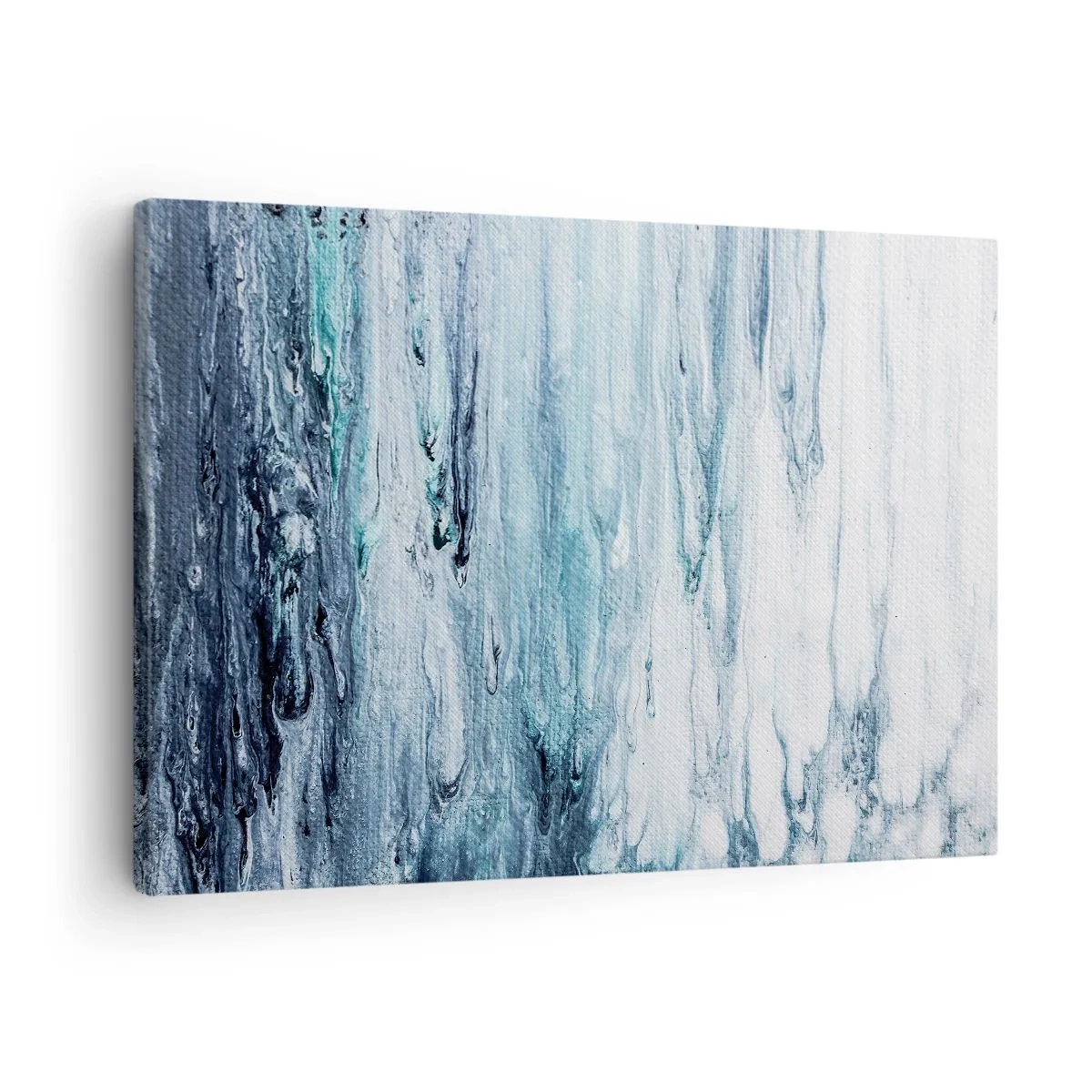 Impression sur toile - Image sur toile - Des stries bleues et blanches abstraites ressemblant à des glaçons - 70x50cm - Une glace bleue - Décoration murale moderne pour le salon et la chambre ARTTOR