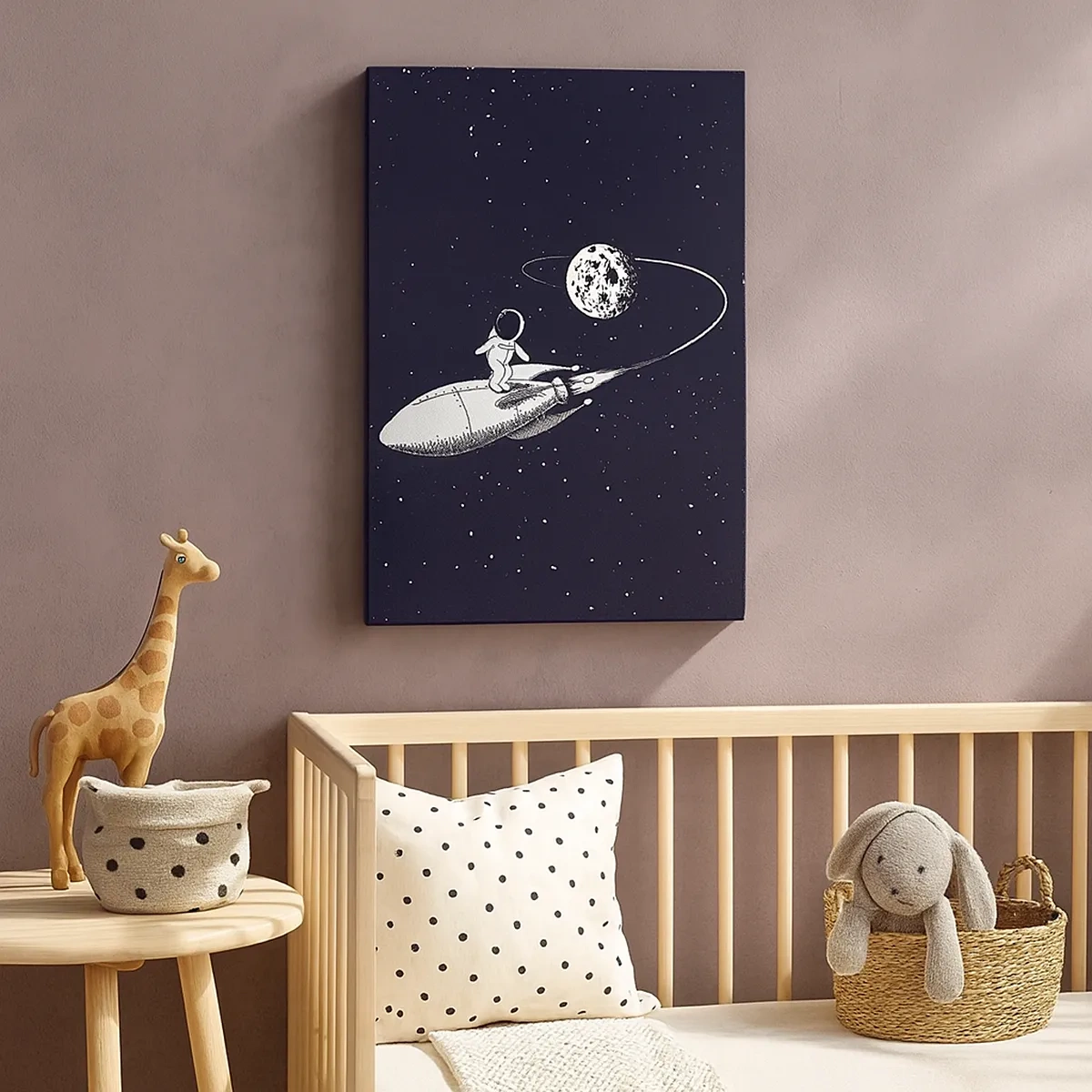 Impression sur toile - Image sur toile - Astronaute sur une fusée dans l'espace - 50x70cm - Surfeur de l'espace - Décoration murale moderne pour le salon et la chambre ARTTOR