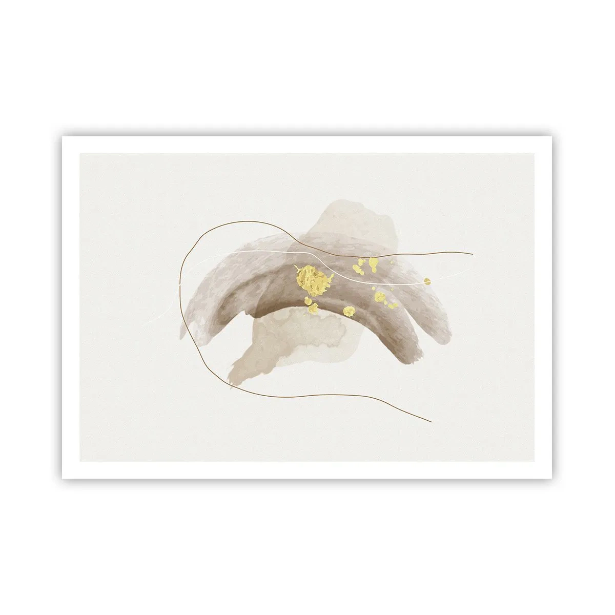 Affiche - Poster - Une composition abstraite dans les tons beige et or. - 100x70cm - rencontré dans l'espace - Décoration murale moderne pour le salon et la chambre ARTTOR