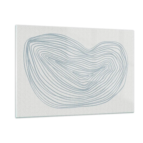 Impression sur verre - Image sur verre - De délicates lignes bleues créent une forme organique et fluide - 120x80cm - Une goutte de sourire - Décoration murale moderne pour le salon et la chambre ARTTOR