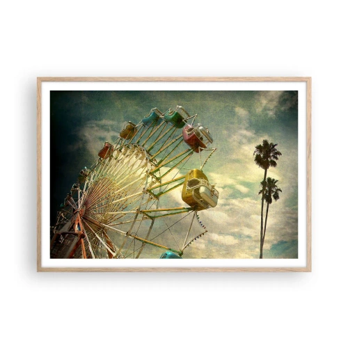 Affiche dans un chêne clair - Poster - On va faire la fête - 100x70 cm