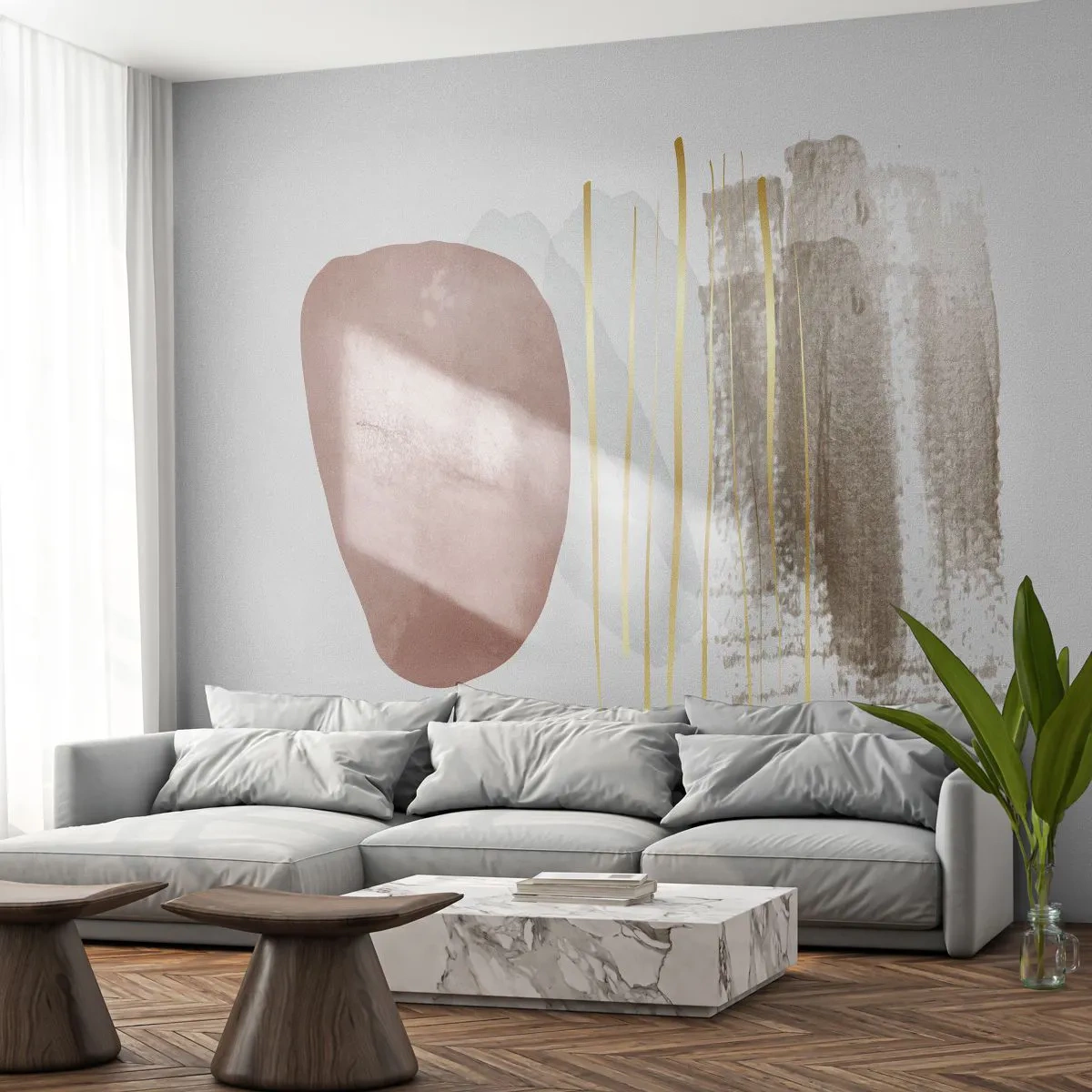 Papier Peint Autocollant Deluxe Sticker - Colonnade abstraite - Abstraction, Morceau, Modèle moderne - 250x175 cm