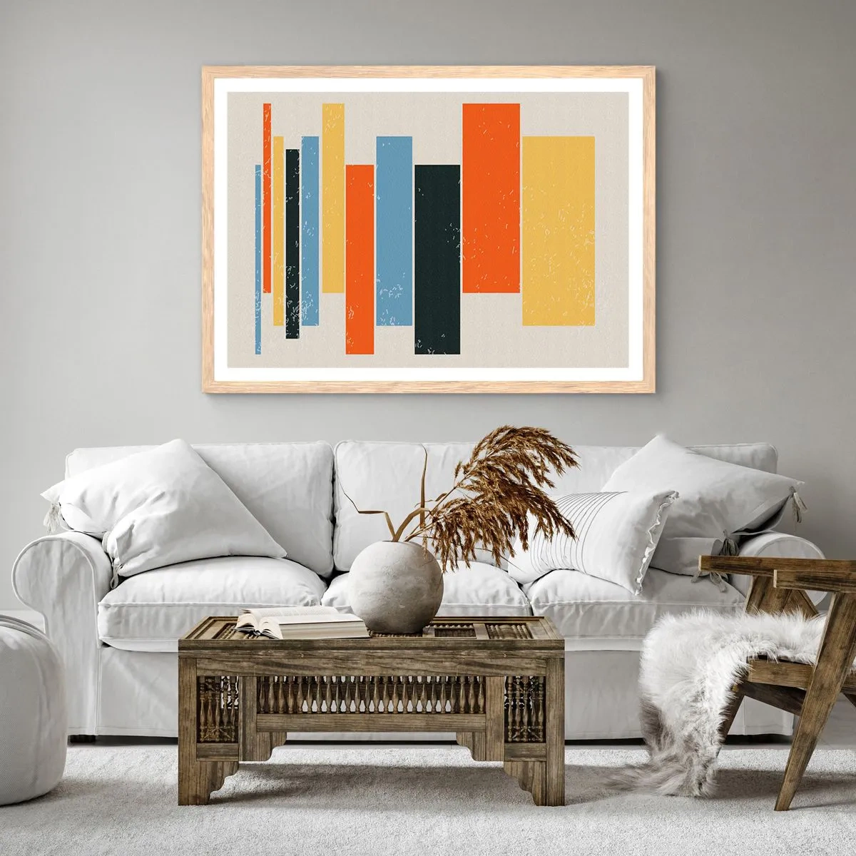 Affiche dans un chêne clair - Poster - Notation musicale - 91x61 cm