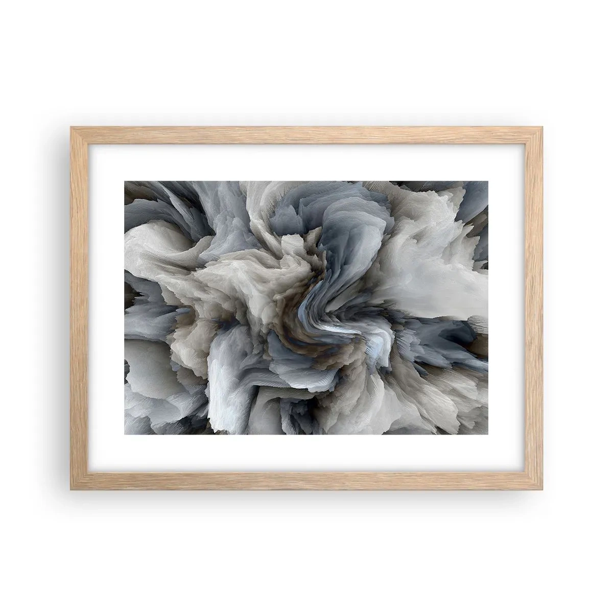 Affiche dans un chêne clair - Poster - Pierre et fleur - 40x30 cm