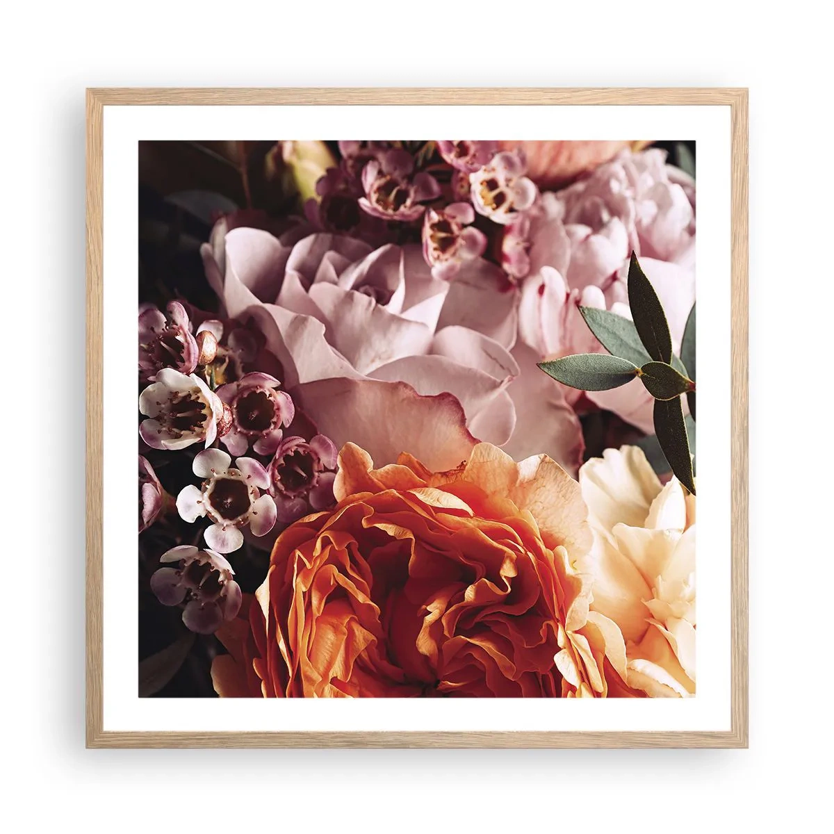 Affiche dans un chêne clair - Poster - Enveloppé de beauté - 60x60 cm