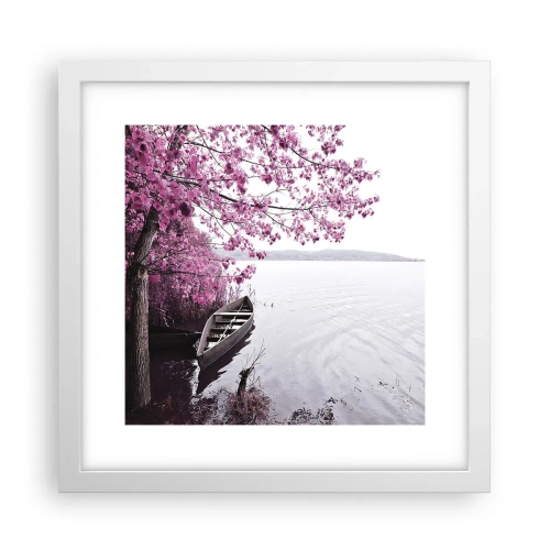 Affiche dans un cadre blanc - Poster - Dans un silence rose - 30x30 cm