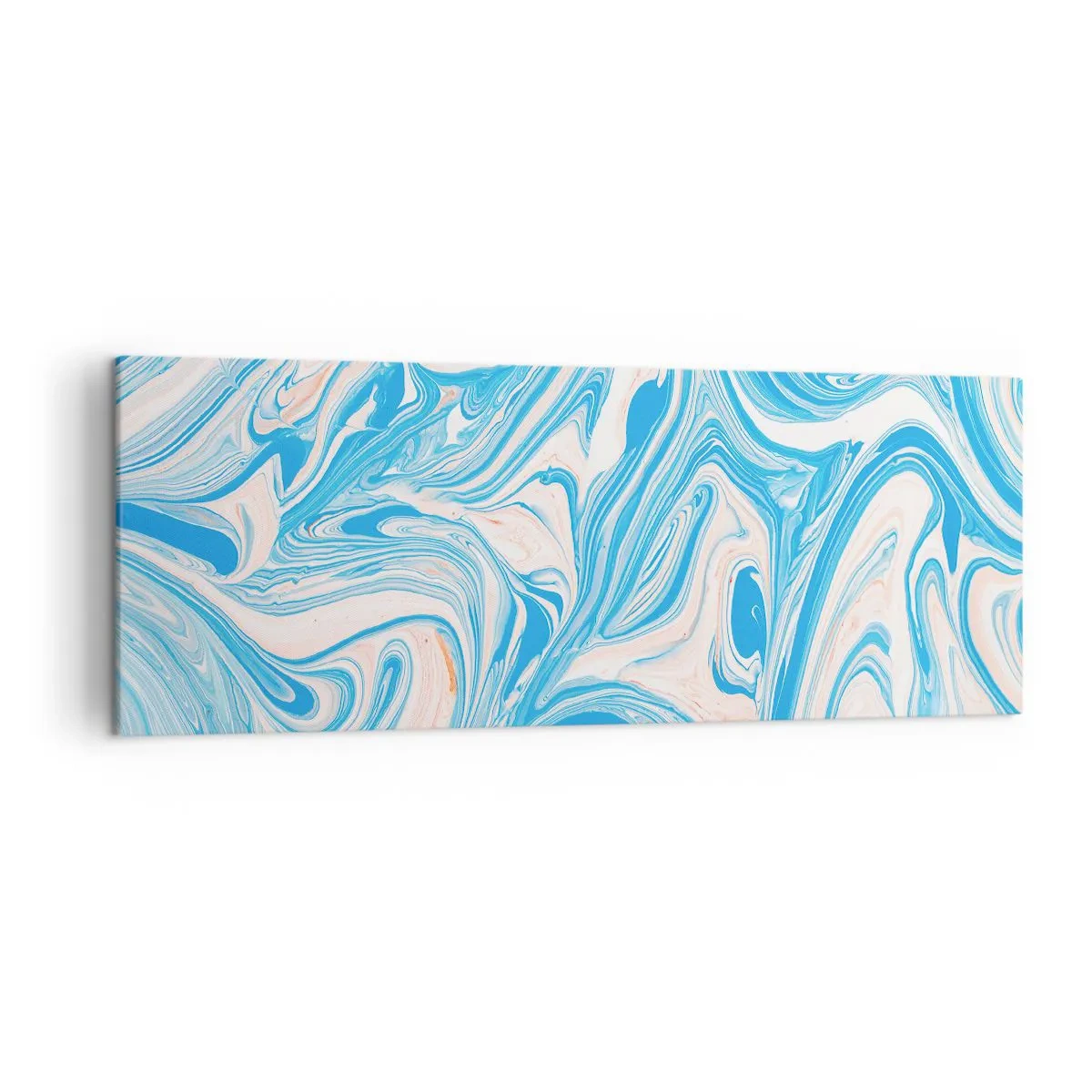Impression sur toile - Image sur toile - Tourbillons abstraits de style marbre bleu et blanc - 140x50cm - Bassin turquoise - Décoration murale moderne pour le salon et la chambre ARTTOR