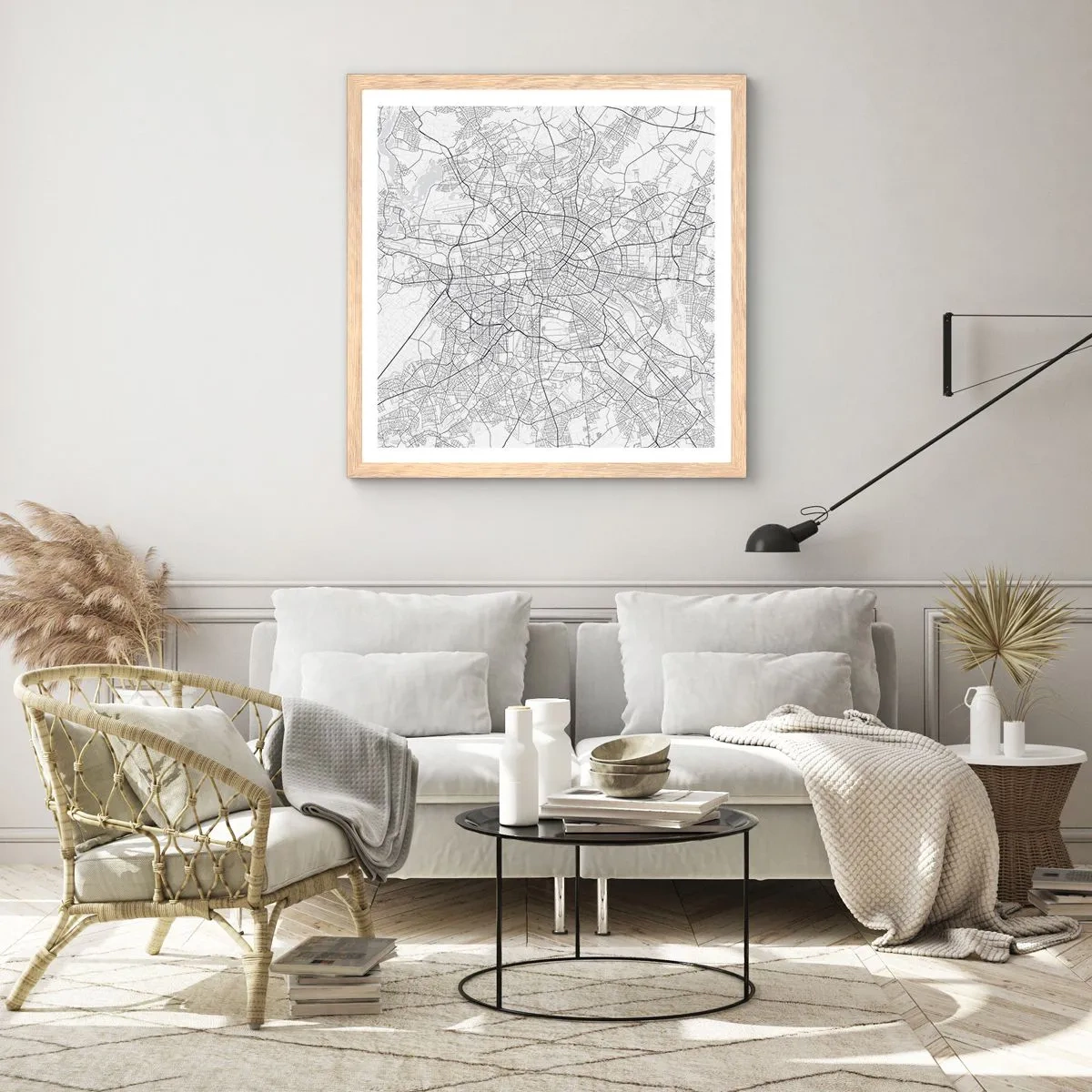 Affiche dans un chêne clair - Poster - Fleur de Berlin - 40x40 cm