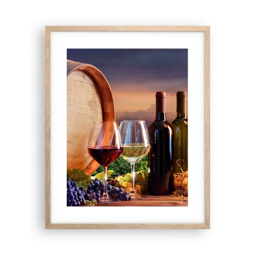 Affiche dans un chêne clair - Poster - Ici la vie a du goût - 40x50 cm