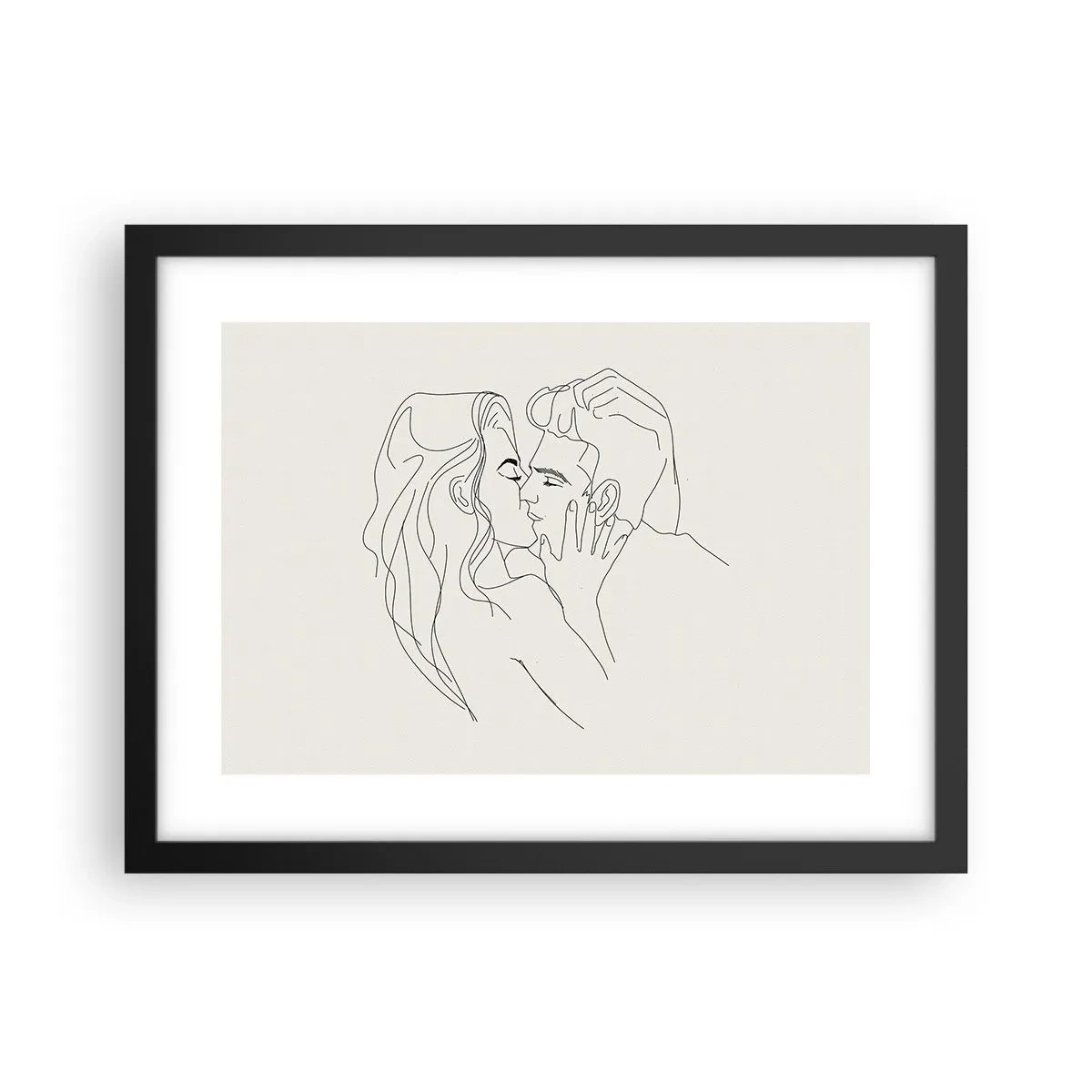 Affiche dans un cadre noir - Poster - Enlacé de sentiment - 40x30 cm