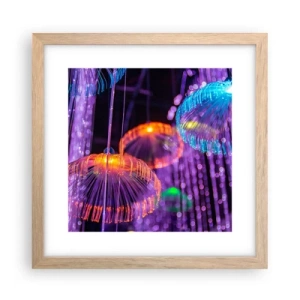 Affiche dans un chêne clair - Poster - Fontaine lumineuse - 30x30 cm