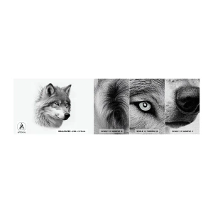 Échantillon de Papier Peint Premium Canvas - Alpha – sans aucun doute - Loup, Animal, scandinave - 100x30 cm