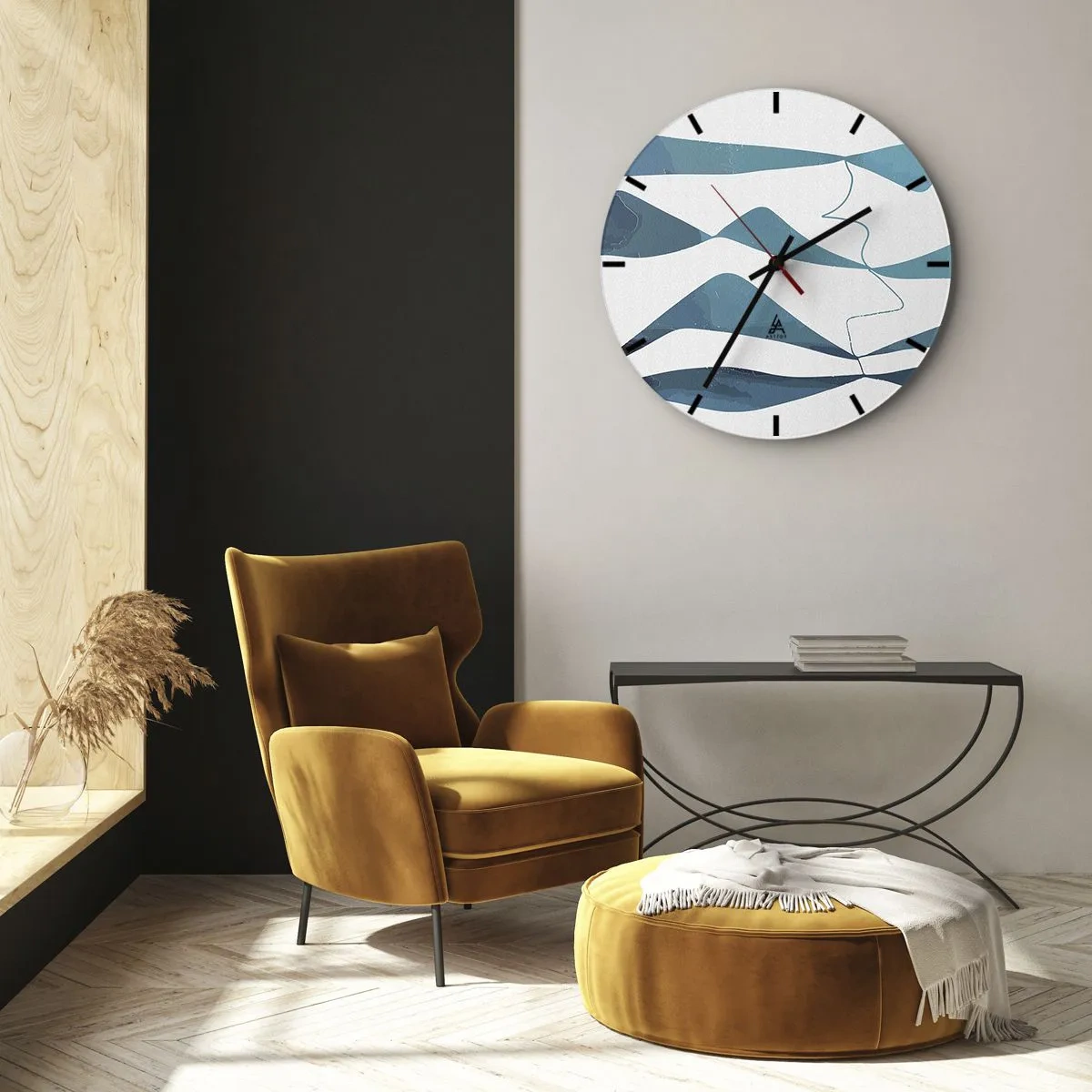 Horloge murale - Pendule murale - Abstraction : composé turquoise - 30x30 cm