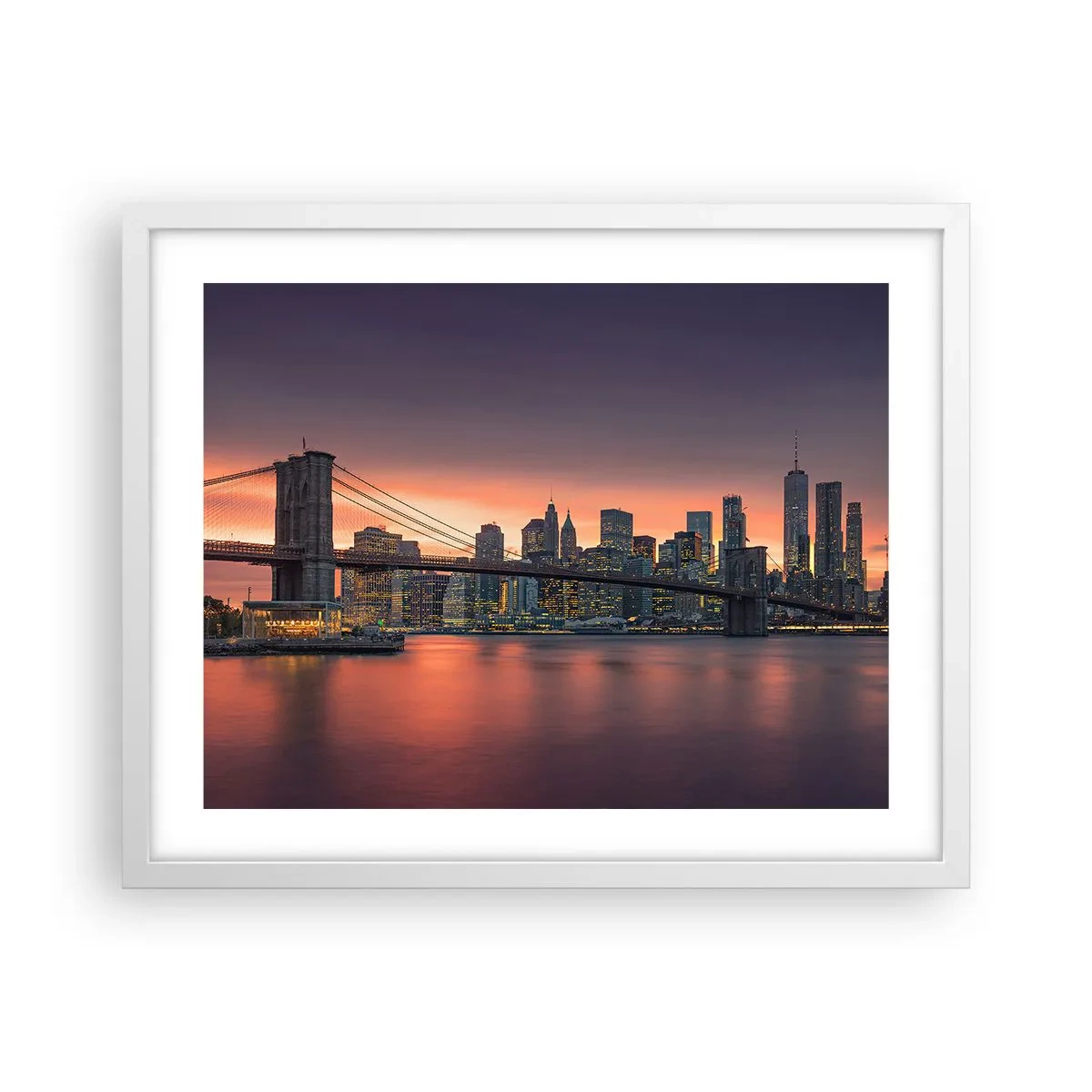 Affiche dans un cadre blanc - Poster - Immergé dans le silence lilas - 50x40 cm