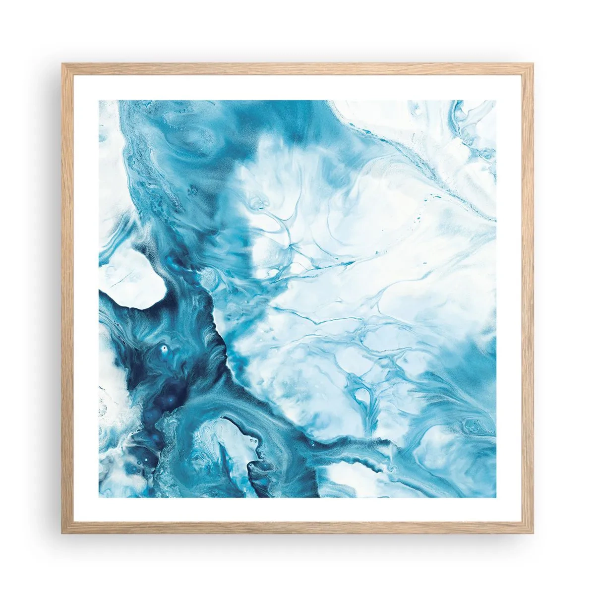 Affiche dans un chêne clair - Poster - Concert de bleu - 60x60 cm