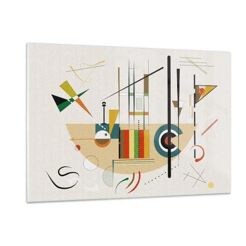 Impression sur verre - Image sur verre - Abstraction géométrique colorée sur fond clair - 120x80cm - Et le monde s’amuse - Décoration murale moderne pour le salon et la chambre ARTTOR