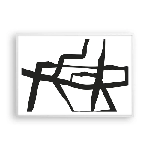 Affiche dans un cadre blanc - Poster - Conception noir et blanc - 100x70 cm