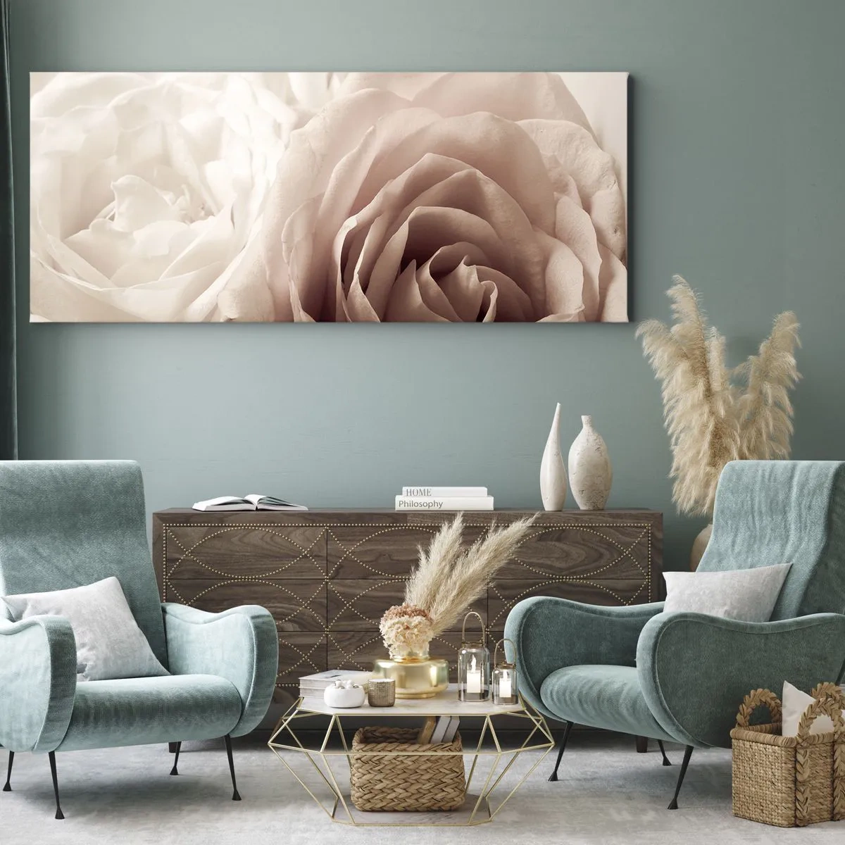 Impression sur toile - Image sur toile - Au coeur d'ue la rose - 100x40 cm