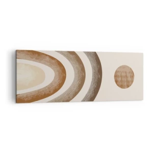 Impression sur toile - Image sur toile - Motif planétaire géométrique dans les tons de marron - 140x50cm - Dans une galaxie lointaine - Décoration murale moderne pour le salon et la chambre ARTTOR