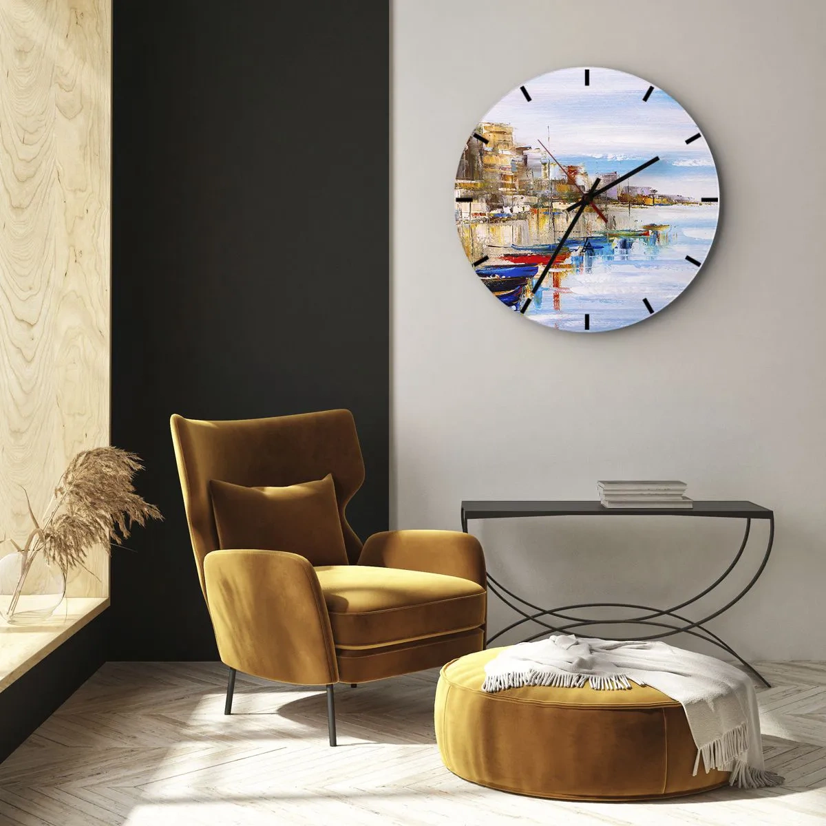 Horloge murale - Pendule murale - Un havre urbain multicolore - 40x40 cm