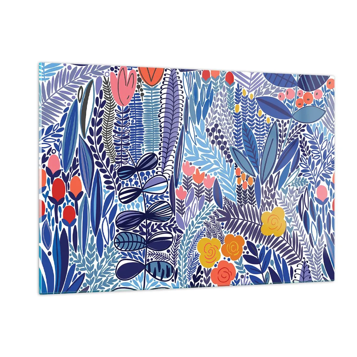 Impression sur verre - Image sur verre - Une composition végétale colorée de style tropical - 120x80cm - Jardin hawaïen - Décoration murale moderne pour le salon et la chambre ARTTOR
