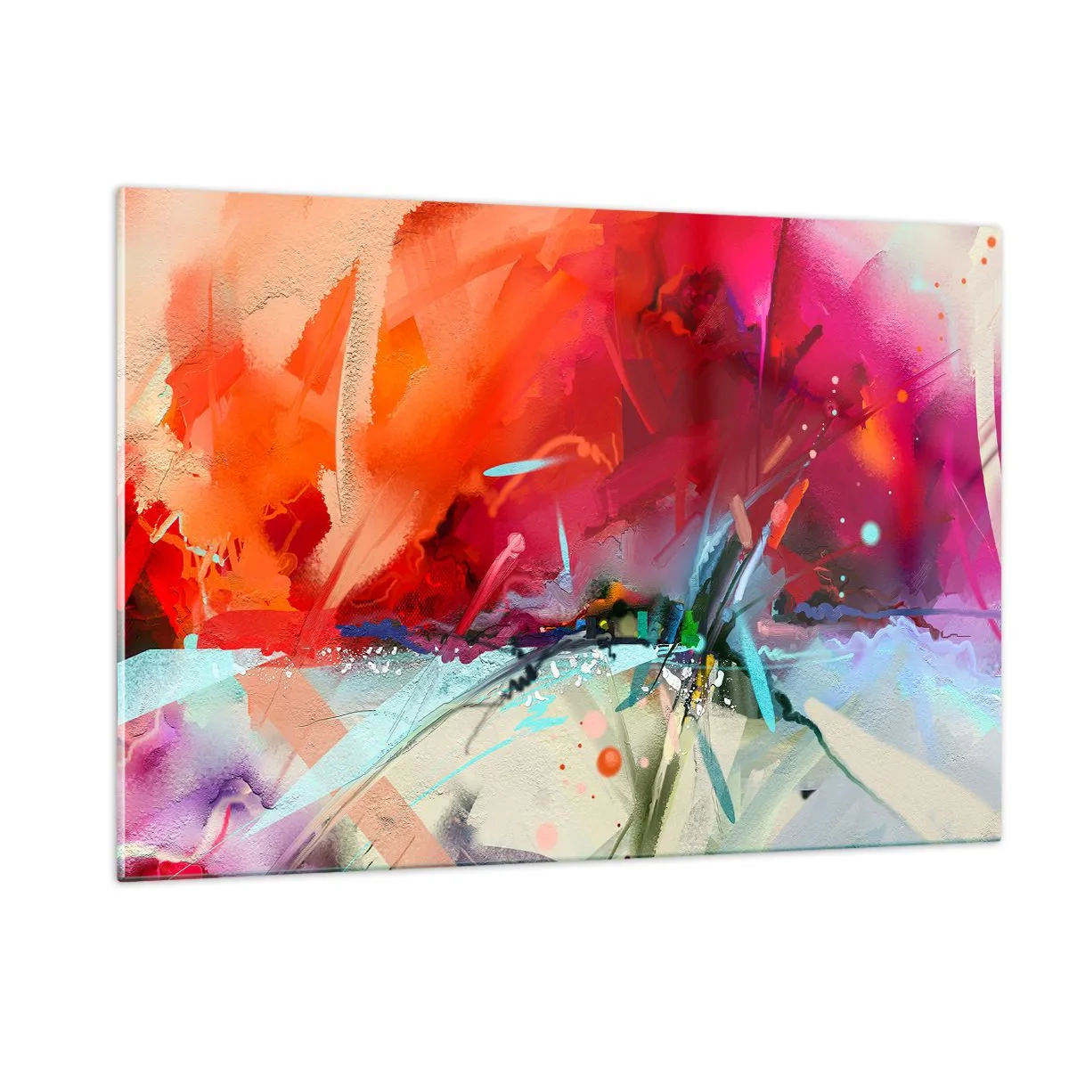 Impression sur verre - Image sur verre - Une explosion abstraite de couleurs et de lumières dans une composition dynamique. - 120x80cm - Une explosion de lumières et de couleurs - Décoration murale moderne pour le salon et la chambre ARTTOR