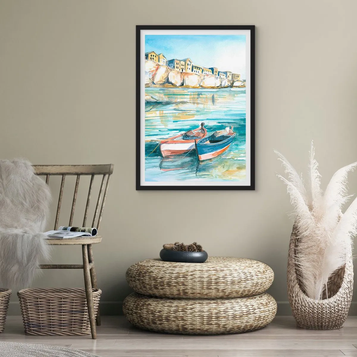 Affiche dans un cadre noir - Poster - Paysage dans l'azur - 70x100 cm