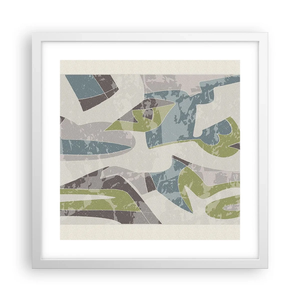 Affiche dans un cadre blanc - Poster - Composition derrière la vitre - 40x40 cm