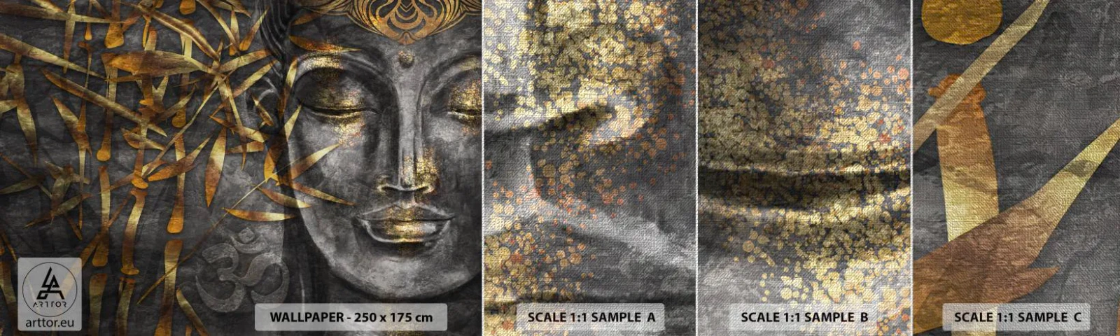 Échantillon de Papier Peint Premium Canvas - Ressentir le calme - Bouddha, Culture, Asie - 100x30 cm