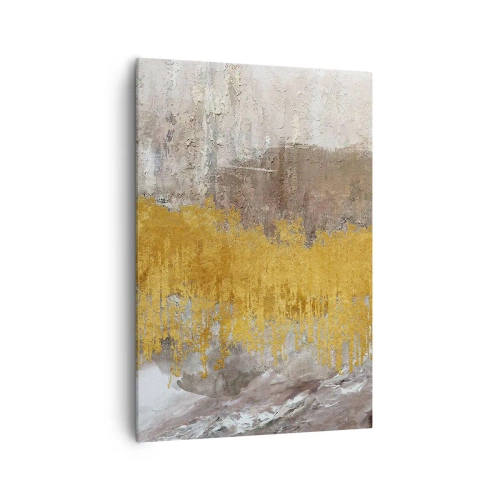Impression sur toile - Image sur toile - Motif abstrait doré et beige - 70x100cm - Une explosion d'or - Décoration murale moderne pour le salon et la chambre ARTTOR