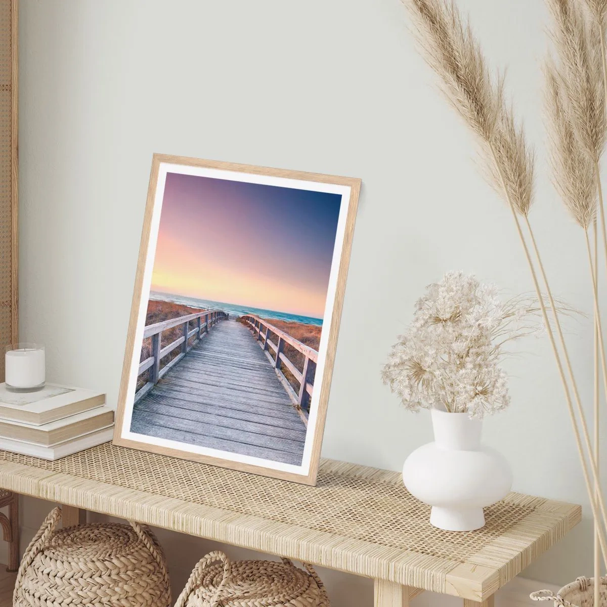 Affiche dans un chêne clair - Poster - Aurore baltique du soir - 50x70 cm