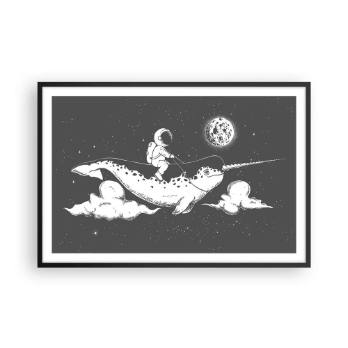 Affiche dans un cadre noir - Poster - Cavalier de l'espace - 91x61 cm