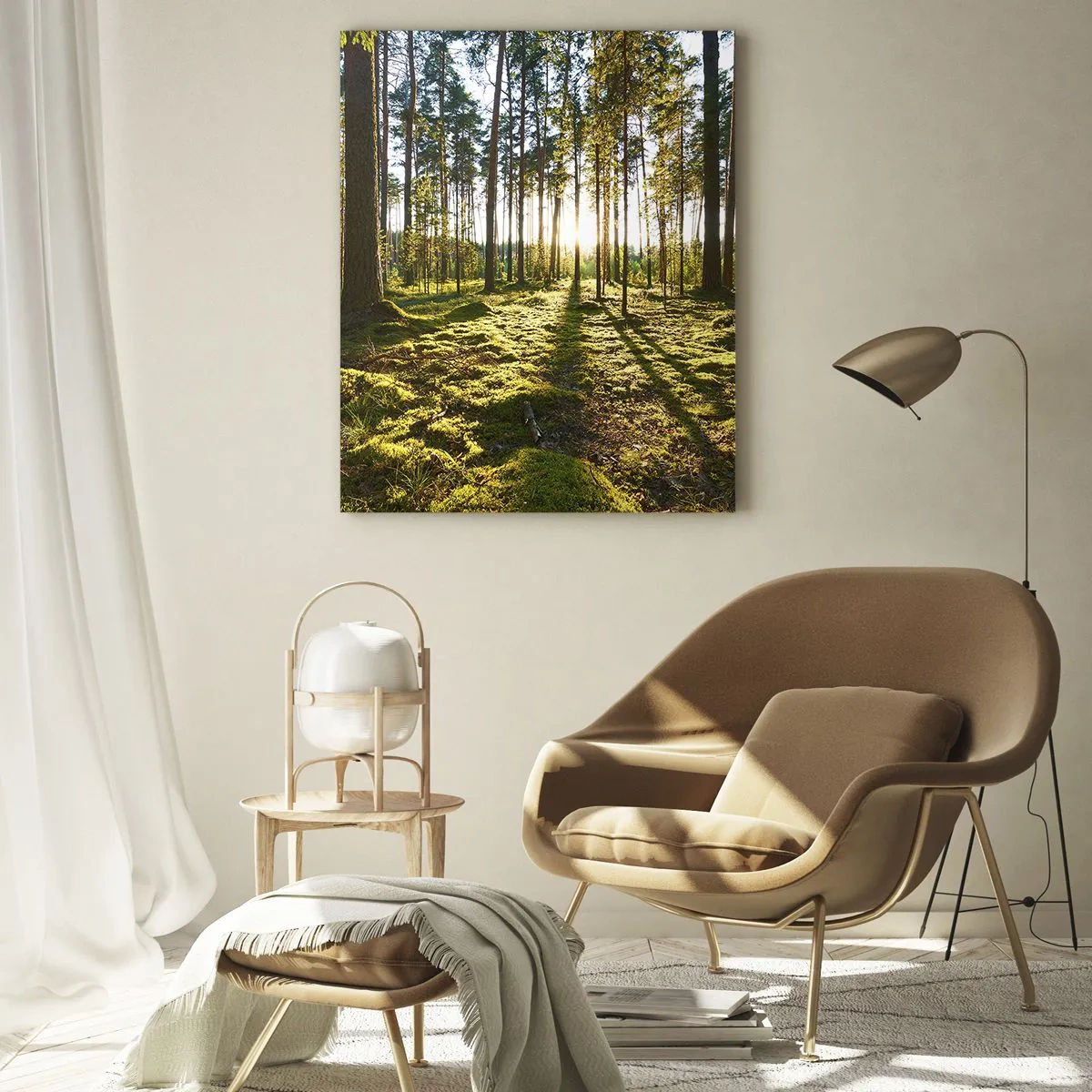 Impression sur verre - Image sur verre - Forêt verte illuminée par la lumière du soleil sur la mousse - 70x100cm - … Derrière les sept forêts - Décoration murale moderne pour le salon et la chambre ARTTOR