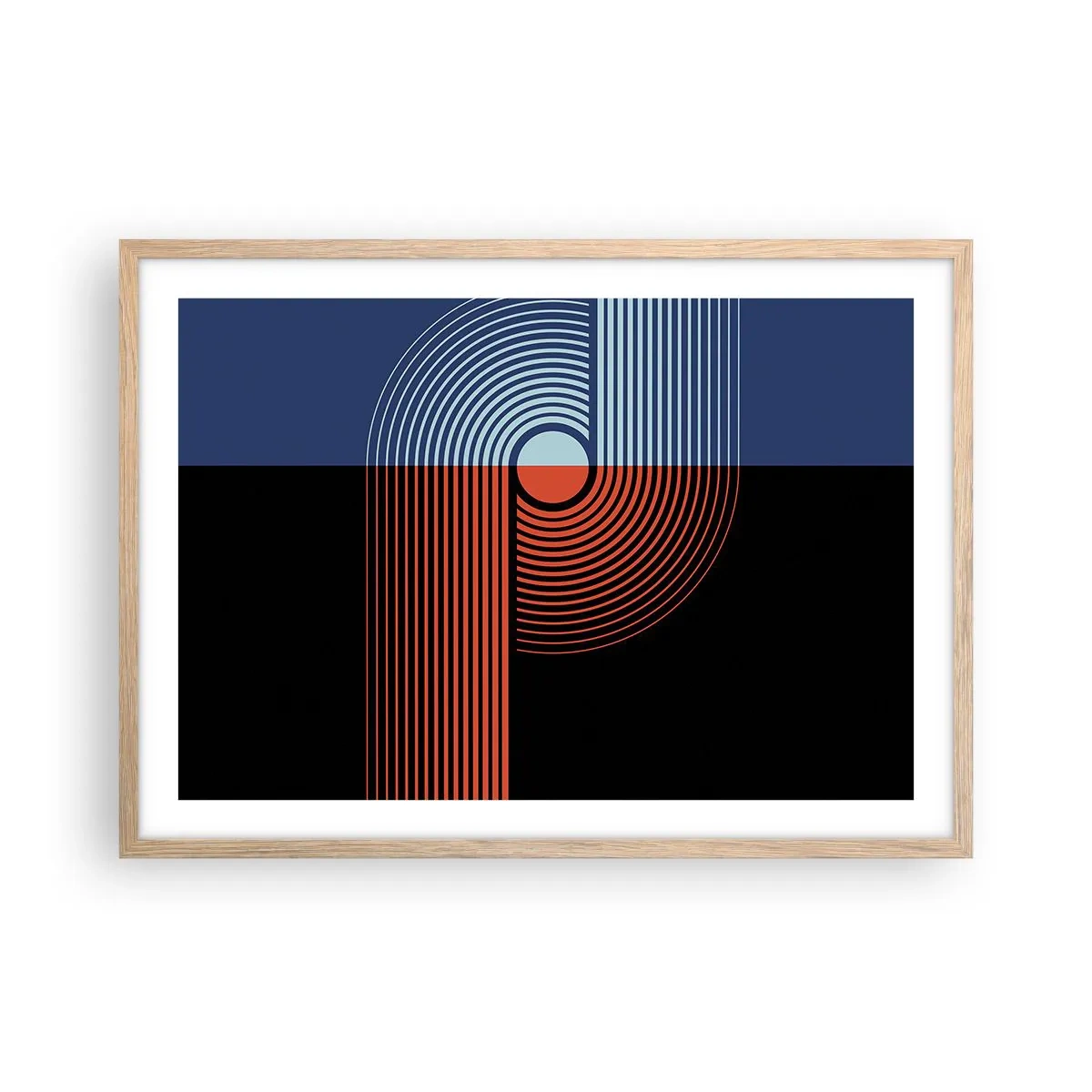 Affiche dans un chêne clair - Poster - Dans une étreinte géométrique - 70x50 cm