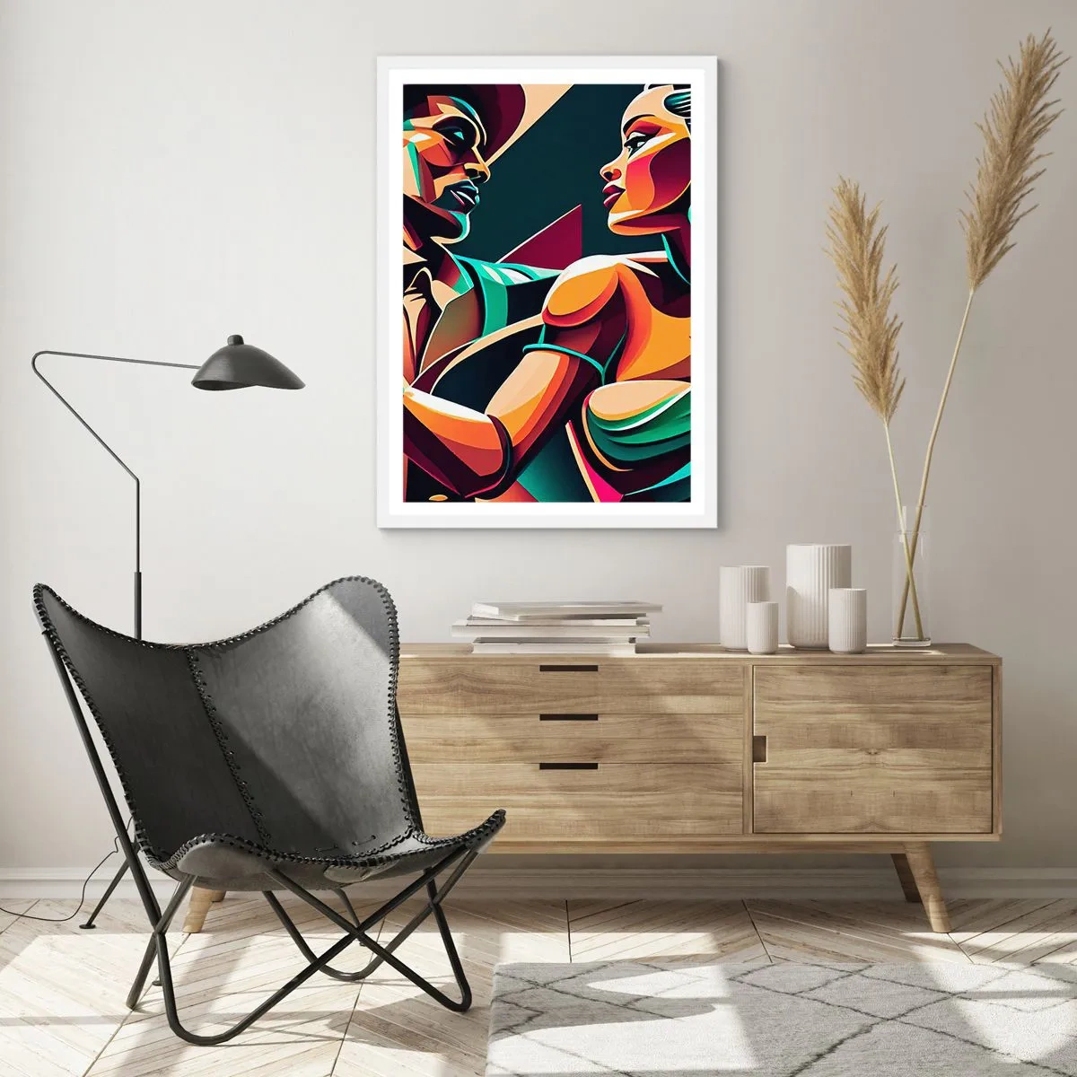 Affiche dans un cadre blanc - Poster - Au rythme du coeur - 50x70 cm
