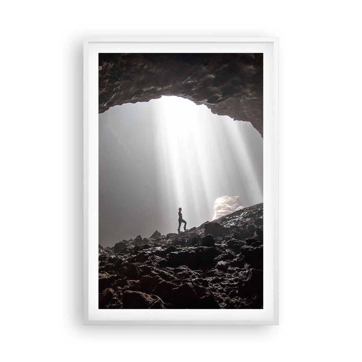 Affiche dans un cadre blanc - Poster - Grotte lumineuse - 61x91 cm