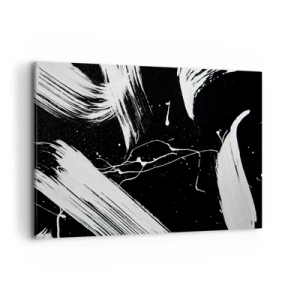 Impression sur toile - Image sur toile - Traits blancs abstraits sur fond noir - 120x80cm - Briser les ténèbres - Décoration murale moderne pour le salon et la chambre ARTTOR