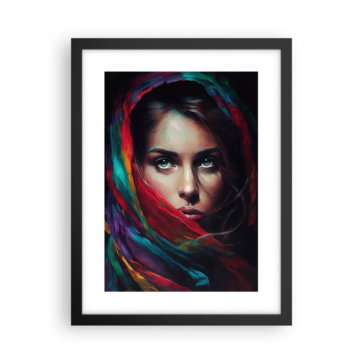 Affiche dans un cadre noir - Poster - Mystère aux yeux verts - 30x40 cm