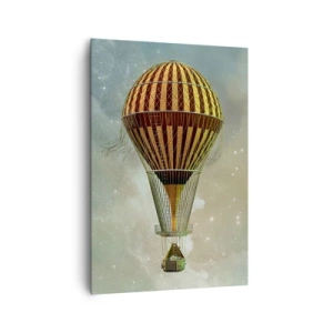 Impression sur toile - Image sur toile - Une montgolfière flottant parmi les nuages - 70x100cm - Vols pionniers - Décoration murale moderne pour le salon et la chambre ARTTOR