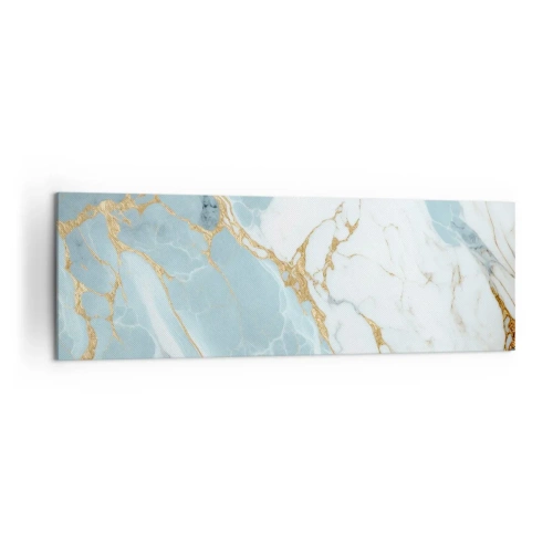 Impression sur toile - Image sur toile - Motifs en marbre bleu et blanc avec des veines dorées ajoutées - 160x50cm - Richesse en pierre - Décoration murale moderne pour le salon et la chambre ARTTOR