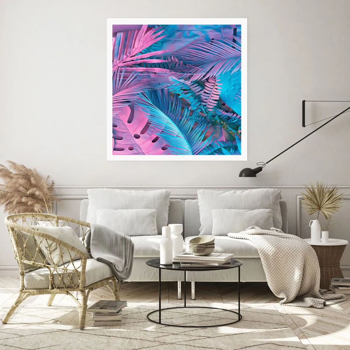 Affiche - Poster - Les tropiques en rose et bleu - 30x30 cm
