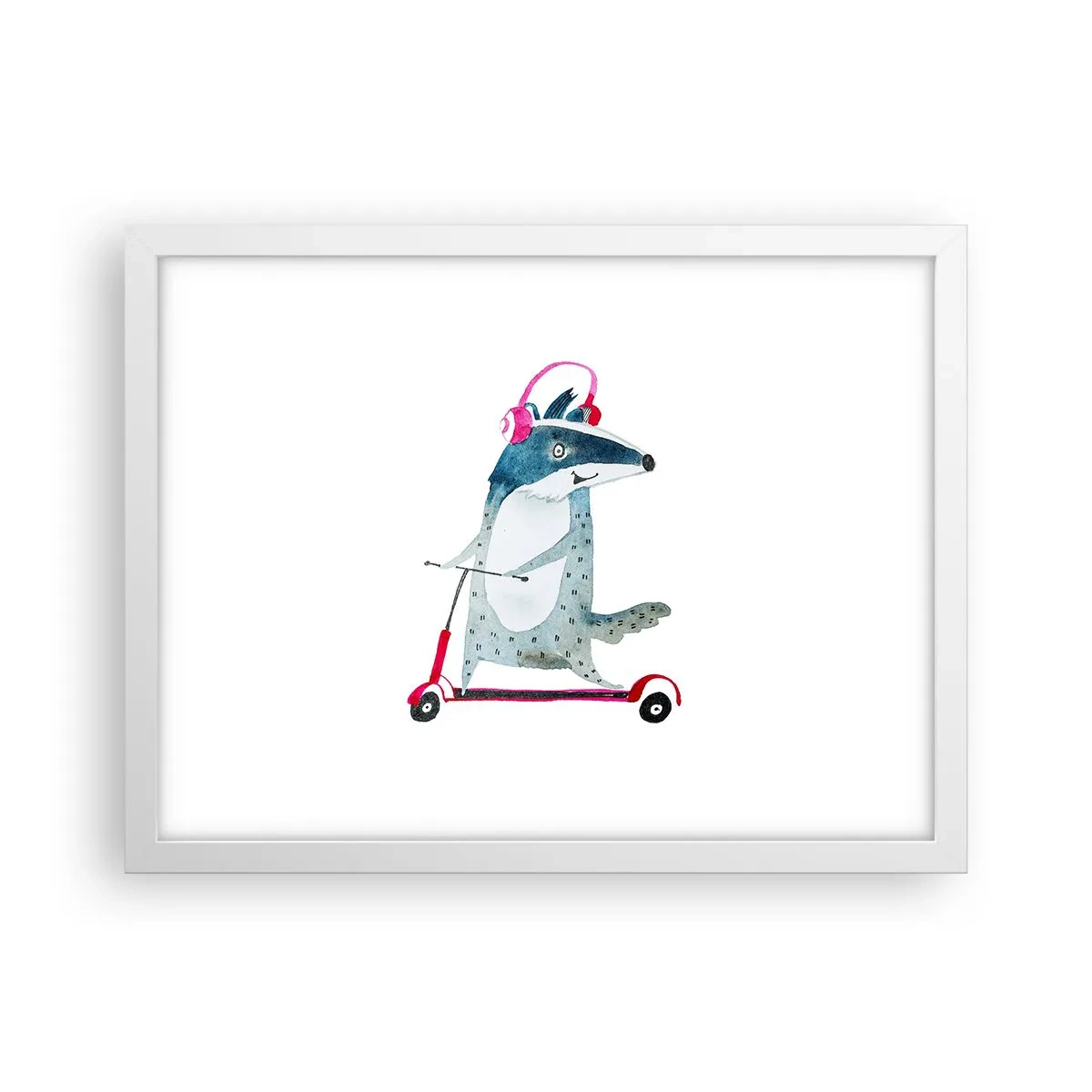 Affiche dans un cadre blanc - Poster - La joie du blaireau - 40x30 cm