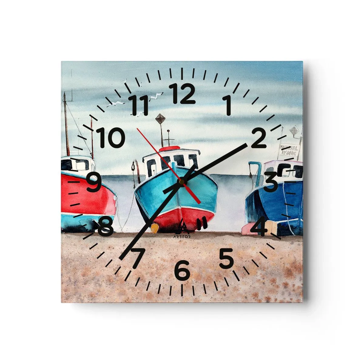Horloge murale - Pendule murale - Prêt pour la pêche - 30x30 cm