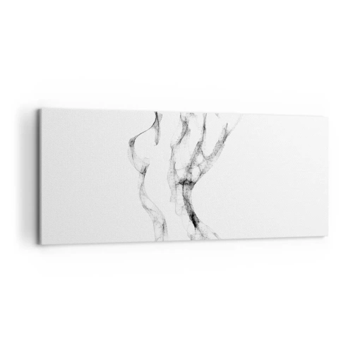 Impression sur toile - Image sur toile - Des lignes délicates et abstraites ressemblant à des traînées de fumée sur un fond clair - 120x50cm - Belle et forte - Décoration murale moderne pour le salon et la chambre ARTTOR
