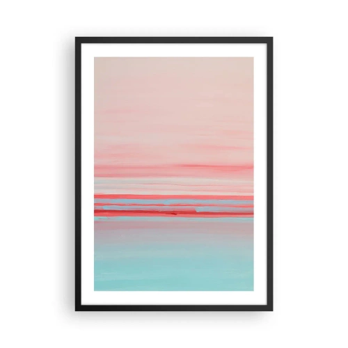 Affiche dans un cadre noir - Poster - Une abstraction délicate dans des tons pastel de rose et de bleu. - 50x70cm - Abstraction à l'aube - Décoration murale moderne pour le salon et la chambre ARTTOR