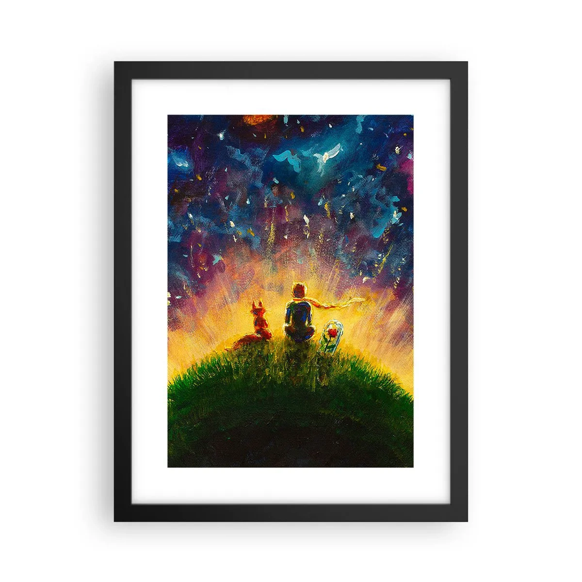 Affiche dans un cadre noir - Poster - Amour et amitié - le monde entier - 30x40 cm