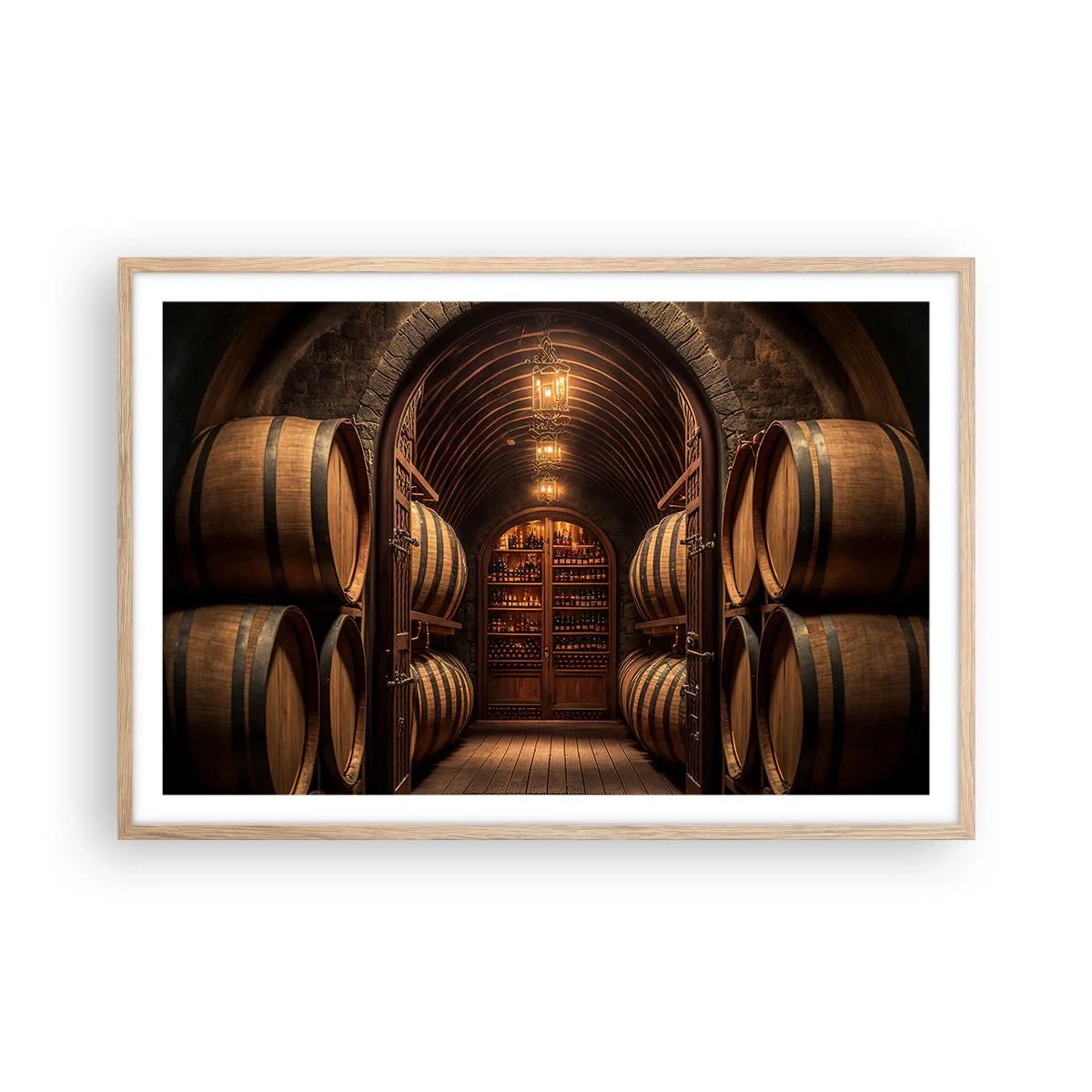 Affiche dans un chêne clair - Poster - Cave climatisée - 91x61 cm