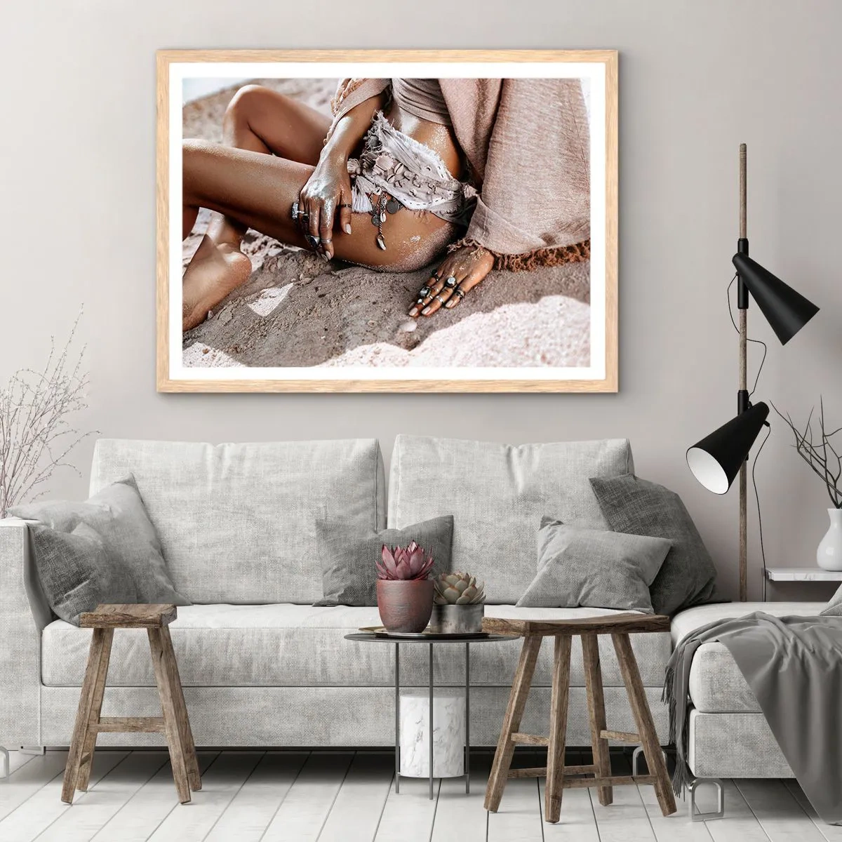 Affiche dans un chêne clair - Poster - Rejeté par la vague? - 40x30 cm